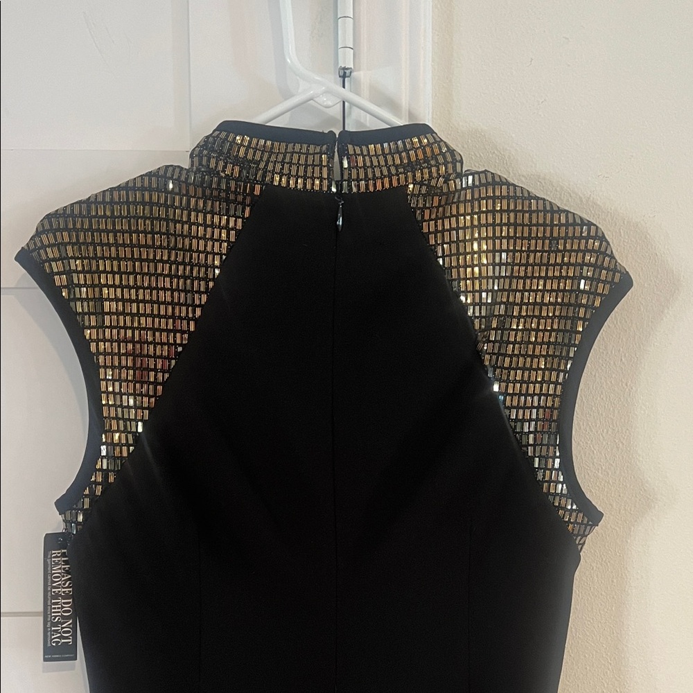 New York & Company Black and Gold Sequin Sleeveless Mini Dress Size Medium NWT - Picture 6 of 6
